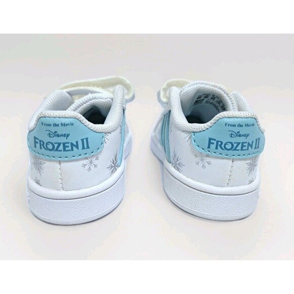 Adidas Disney Frozen Sneakers Baby Toddler Size 4 White Blue Sneakers Straps - Picture 7 of 10